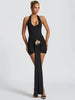 Flower Draped Ruched Sexy Mini Dress