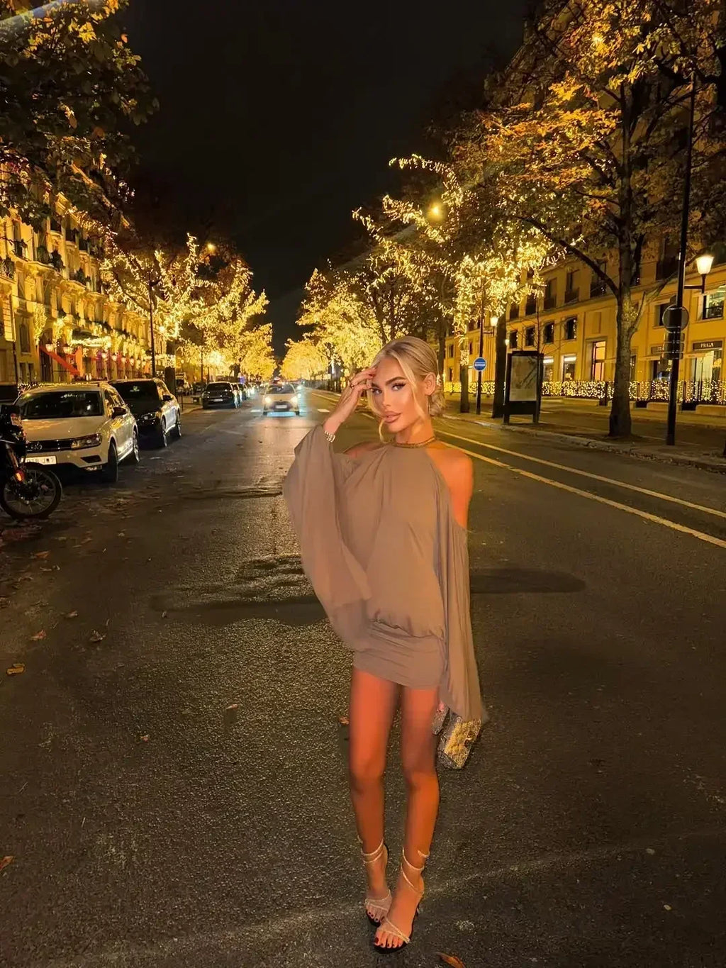 Backless Batwing Sleeves Short Dress
