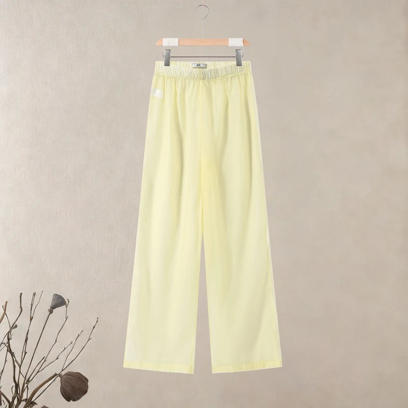 Women's Sheer 3D Mesh Floral Sleeveless O-neck Top Loose Pants Set 2026 Summer New Lady Fashion Boho Style Beach Vacation Wear