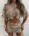 Luxury Embroidery Sequined 2pcs Sets