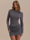 Ruched Sexy Mini Dress High Waist Bodycon