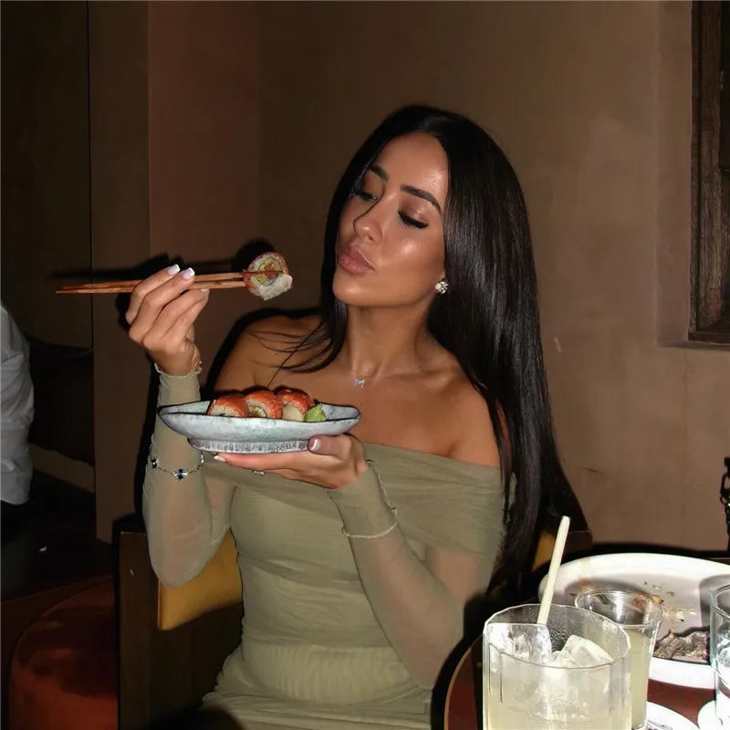 Off-shoulder Long Sleeve Bodycon Dress