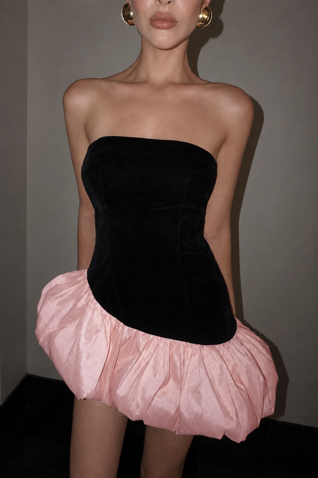 Strapless Patchwork Mini Dress