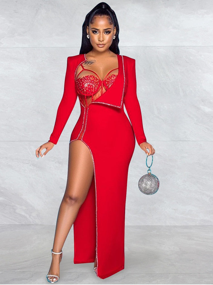 Crystal Sheath Gown Dress