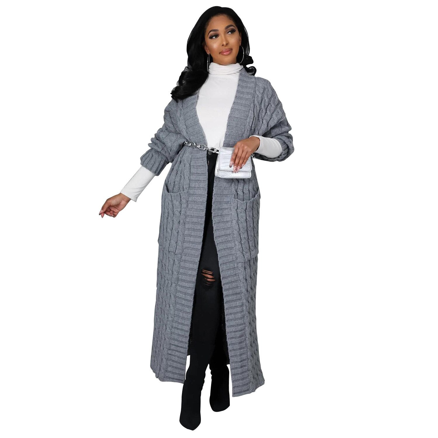 Long Open Stitch Cardigan