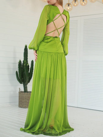 V Neck Long dress